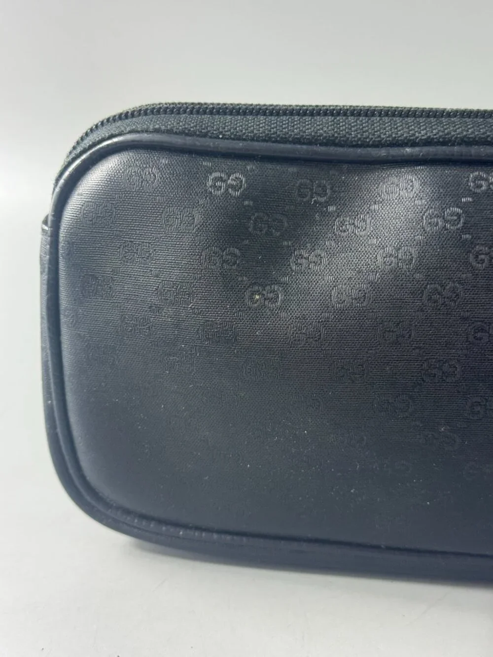 Vintage Gucci Micro GG Black Coated Canvas Pouch